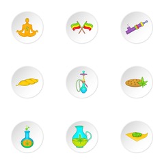 Hemp icons set, cartoon style