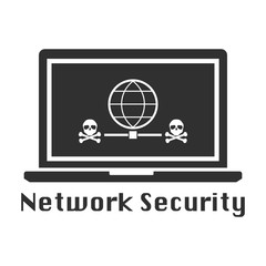 Network security black icon. Vector illustration cyber crime security concept.