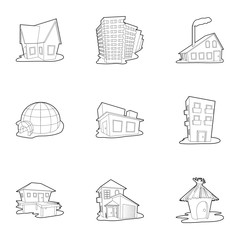 House icons set, outline style