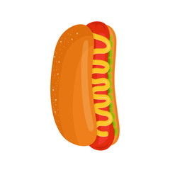 Hot dog isolated flat cartoon vector illustration icon isolated on white background. Hot dog ingredient, original recipe