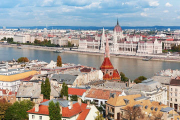Obraz premium Budapest. Danube, and Hungary parliament