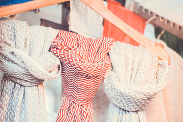 The assortment of scarfs