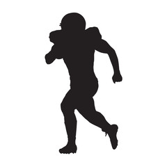 Fototapeta na wymiar American football player vector silhouette, running man