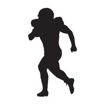 American football player vector silhouette, running man