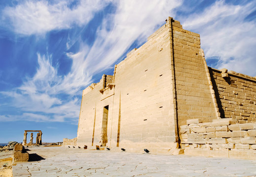 Philae Temple of Isis on Agilkia Island in Lake Nasser, Aswan, Egypt, North Africa.
