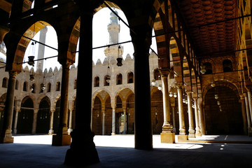 View Inside the Al-Nasir Muhammad Mosque at the Citadel in Cairo, Egypt.