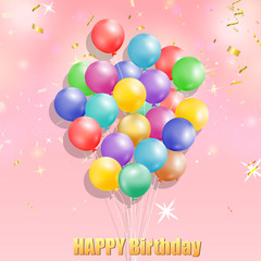 Happy Birthday vector design for greeting cards and poster with balloon, confetti design template for birthday celebration.