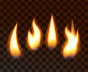Vector transparency flame set realistic fire design elements eps10 template burn 