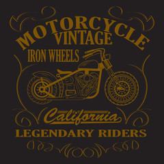 Motorcycle  Typography Graphics. Old school bike. T-shirt Design, vector illustration