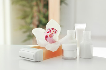 Set for hair removal on table in room