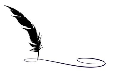 Feather with ink. 
