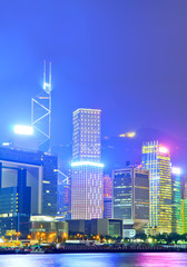 Fototapeta na wymiar Victoria Harbor and Hong Kong skyline at night.