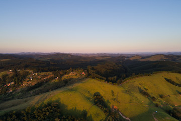 Aerial View Countryside Landscape with Mountains