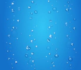 Naklejka na ściany i meble Bubbles under water illustration on blue background vector