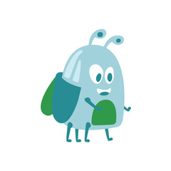 Funny cute cartoon funny midge colorful character vector Illustration