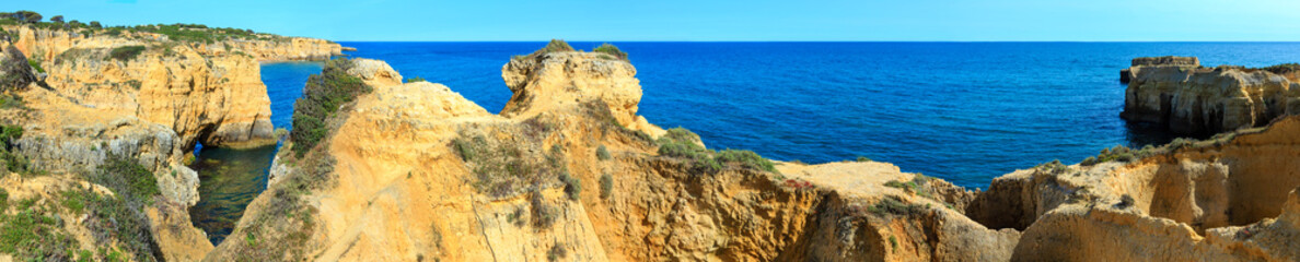 Fototapeta na wymiar Atlantic rocky coast panorama (Algarve, Portugal).