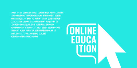 Vector illustration of online education in flat minimalistic style with cursor