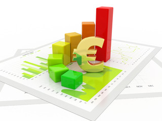 Business graph with Euro sign. 3d rendering