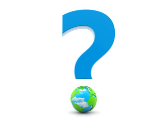 Question Mark and Globe ,3d rendering