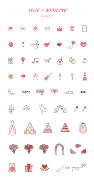 Love and wedding decorative icons.