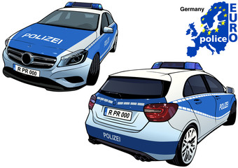 Germany Police Car - Colored Illustration from Series Europol, Vector © Roman Dekan