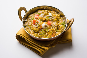 baigan bharta in hindi or vangyacha bharit in marathi or eggplant fry or curry, favourite maharashtrian menu, selective focus © StockImageFactory