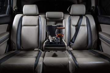 Car, leather interior, gray leather