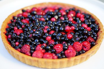Colorful mixed berries fruit tart