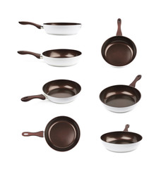 Brown frying pan isolated