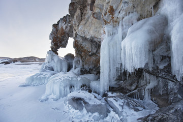 Fototapeta na wymiar Tsagan-Hushun cape winter landscape. Lake Baikal
