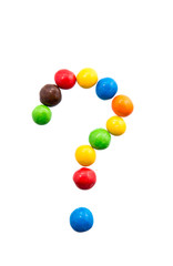 The question mark of candy on a white background