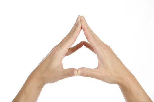 Male human hand gestures, yoga mudras.