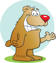 Cartoon illustration of a smiling bear.