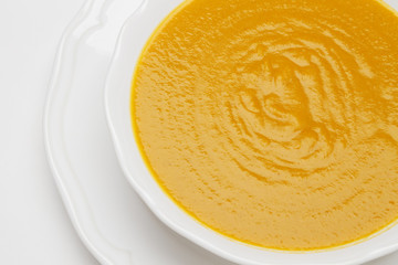 Plate of pea cream soup