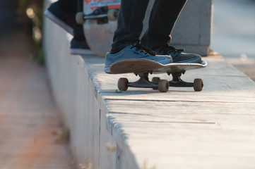 Young boys skateboarding
