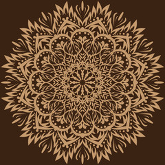 Vector mandala. Brown background.