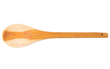Used wooden spoon isolated with clipping path