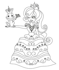 Beautiful young princess and big frog