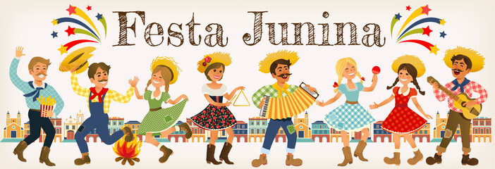 Festa Junina illustration. Vector banner. Latin American holiday.