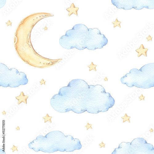 Watercolor Seamless Pattern Moon And Stars Ideas For A Children S Watercolor Seamless Pattern Moon And Stars Ideas For A Children S