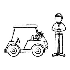 golf car with driver isolated icon vector illustration design