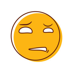 Crazy disgusted emoticon. Vector emoji smiley