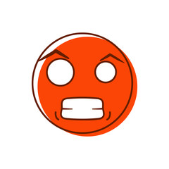 Crazy angry emoticon. Vector smiley. Mad red emoji