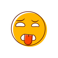 Grossed out crazy emoticon. Vector smiley