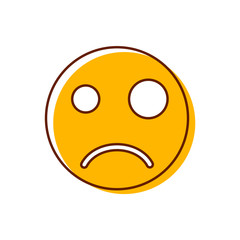 Crazy Sad emoticon. Editable vector smiley