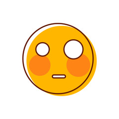 Shy crazy emoticon. Vector emoji illustration. Cute smiley