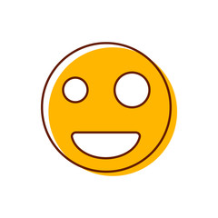 Crazy emoticon with a big smile on his face. Vector emoji illustration