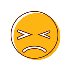 Sad crazy emoticon. Regret emoji. Vector smiley