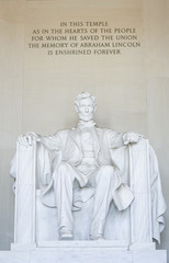 The statue of Abraham Lincoln at Lincoln Memorial in Washington - WASHINGTON DC - COLUMBIA - APRIL 7, 2017
