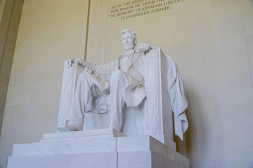 The statue of Abraham Lincoln at Lincoln Memorial in Washington - WASHINGTON DC - COLUMBIA - APRIL...